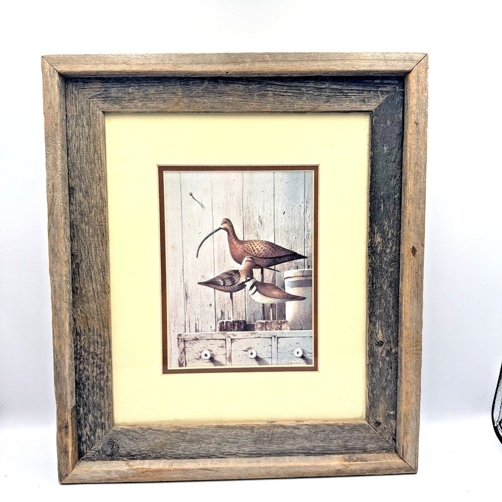 Ray Hendershot Shorebird Decoy Framed Print Rustic Barnwood Coastal Farmhouse